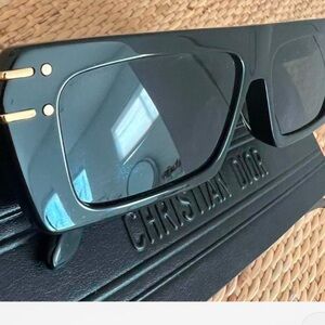 Dior Black Bold Frame Sunglasses with Gold Accent